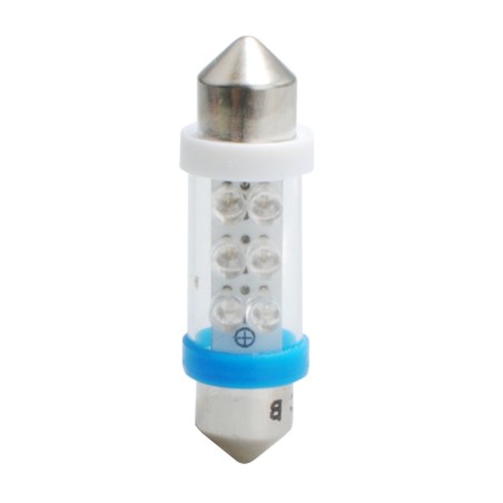 L023B - C5W 36mm 6 x LED 3mm 12V Azul