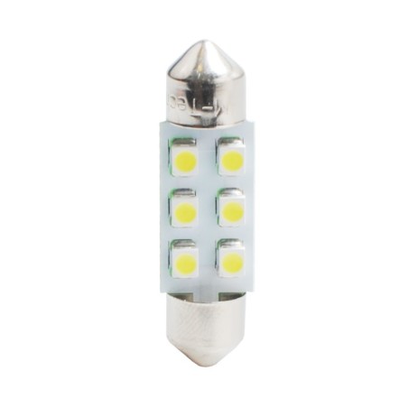 L028W - C5W 36mm 6xSMD3528 12V Blanco