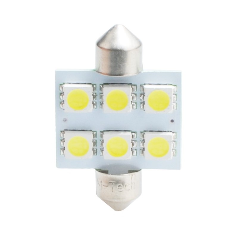 L052W - C5W 36mm 6xSMD5050 12V Blanco