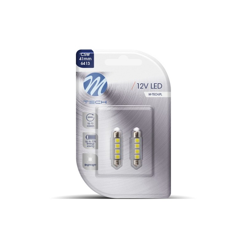 Blister 2x LED L311W - C5W 41mm 4xSMD5050 CANBUS Blanco