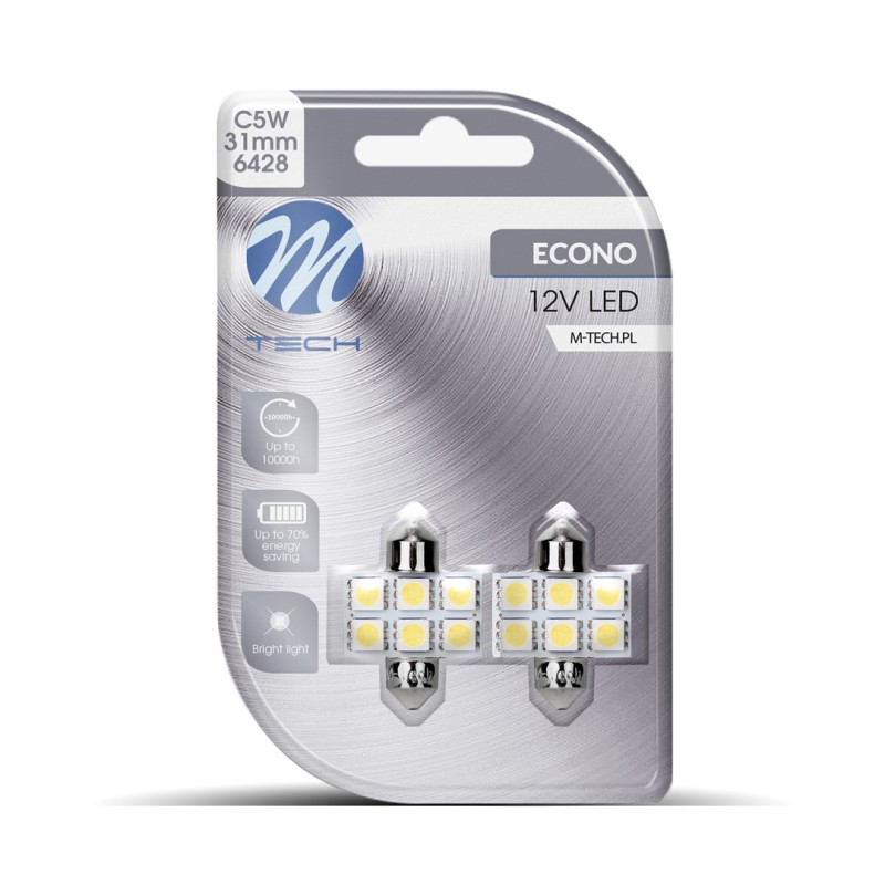 Blister 2x LED L027W - C5W 31mm 6xSMD5050 Blanco