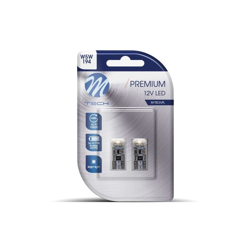 Blister 2x LED L329W - W5W 4xSMD3528 CANBUS Blanco