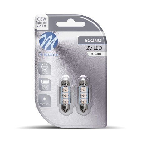 Blister 2x M-TECH Econo LB310B - C5W 36mm, 3xSMD5050 LED, 12V CANBUS,  Azul
