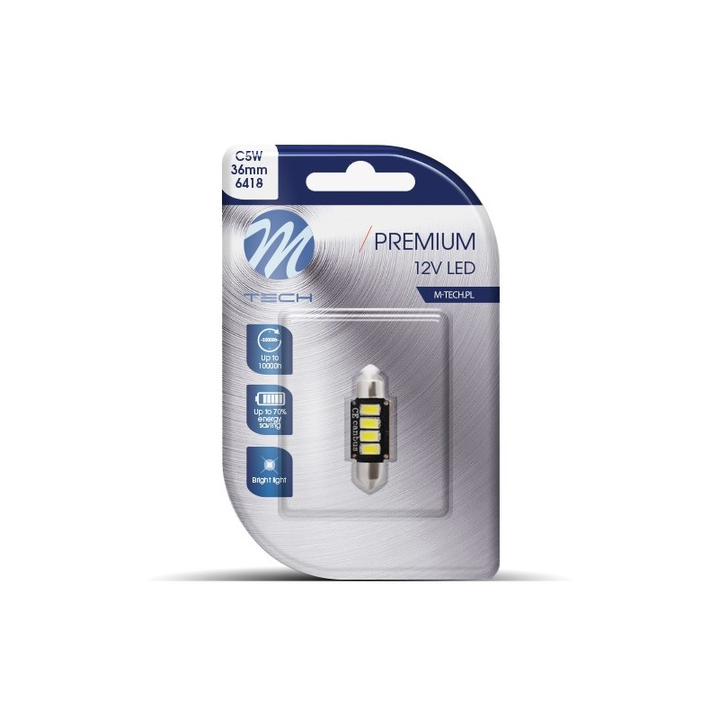 Blister 1x LED L334W - C5W 36mm 12V 4xSMD5730 CANBUS Blanco