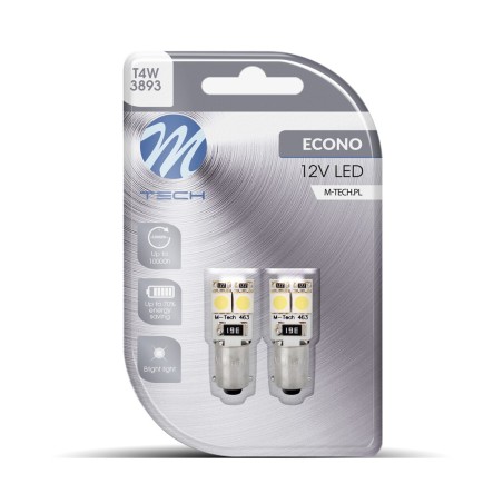 Blister 2x M-TECH Econo LB314W - BA9s, 4xSMD5050 LED, 12V, CANBUS, Blanco
