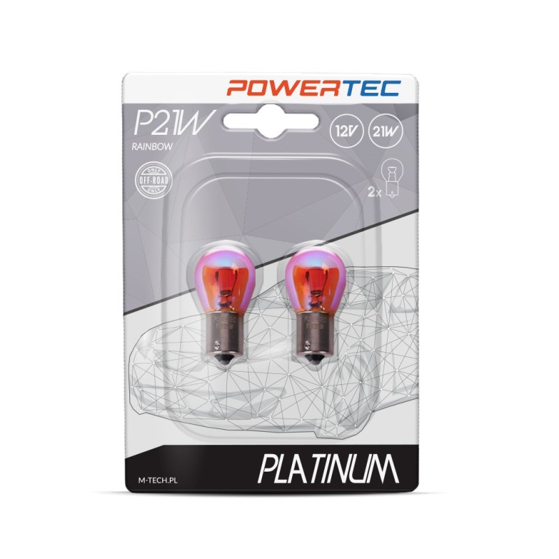 Powertec Platinum BA15s P21W S25 21W 12V RAINBOW Blister
