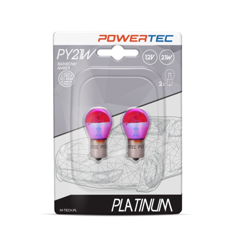 Powertec Platinum BAU15s PY21W S25 21W 12V RAINBOW Blister