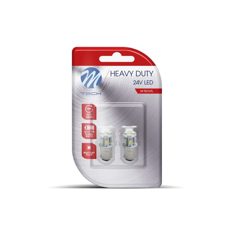 Blister 2x LED L989W - BAY15d 8xSMD5050 24V Blanco