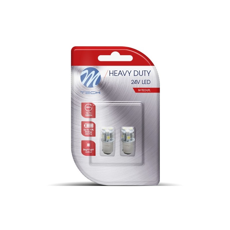 Blister 2x LED L989R - BAY15d 8xSMD5050 24V Rojo