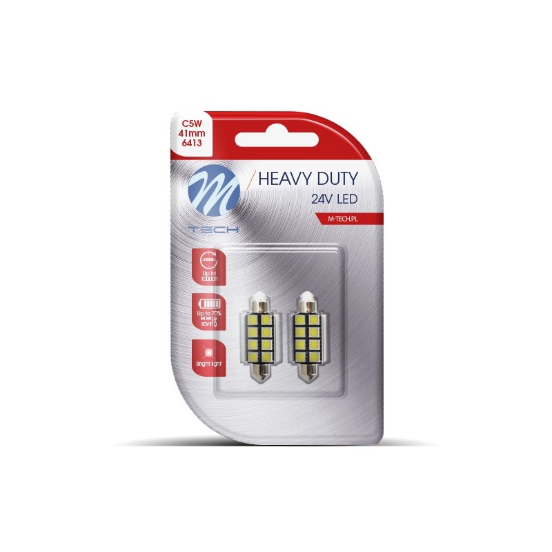 Blister 2x LED L9327W - C5W 41mm 8xSMD5050 CANBUS 24V Blanco