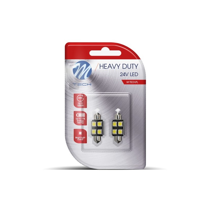 Blister 2x LED L9328W - C5W 36mm 4xSMD5050 24V Rad. Blanco