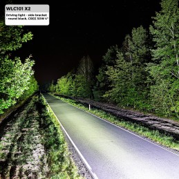 Faro largo alcance - soporte lateral, redondo negro, CREE 50W 4" Spot