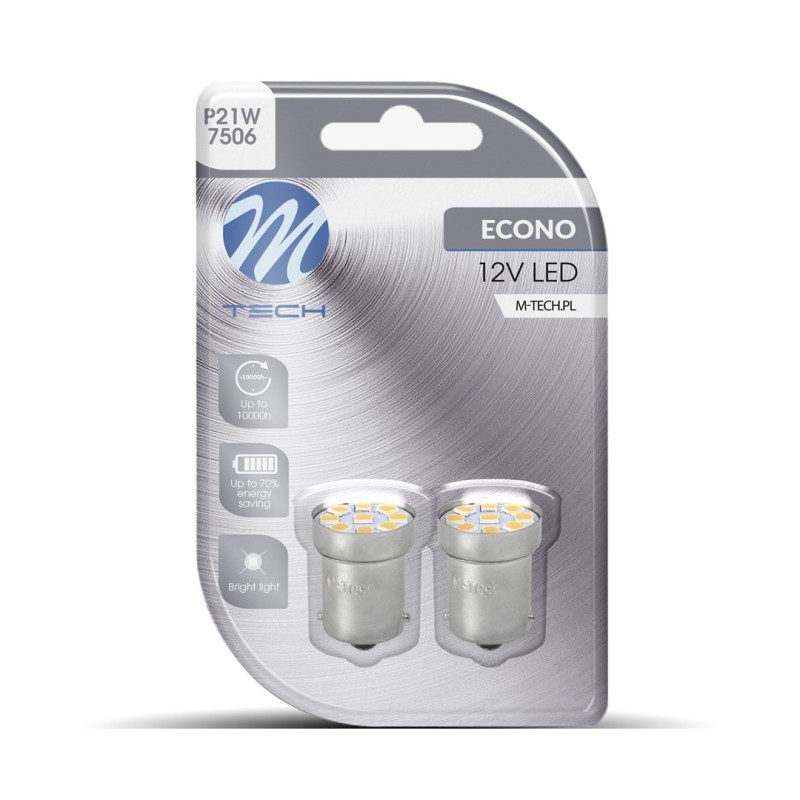 Blister 2x LED L088W - BA15s G18 8xSMD2835 Blanco