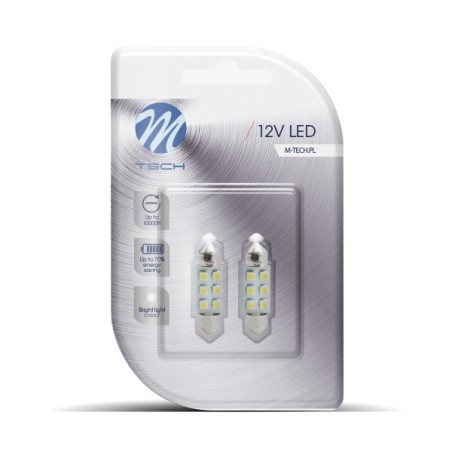 Blister 2x LED L028Y - C5W 36mm 6xSMD3528 Amarillo