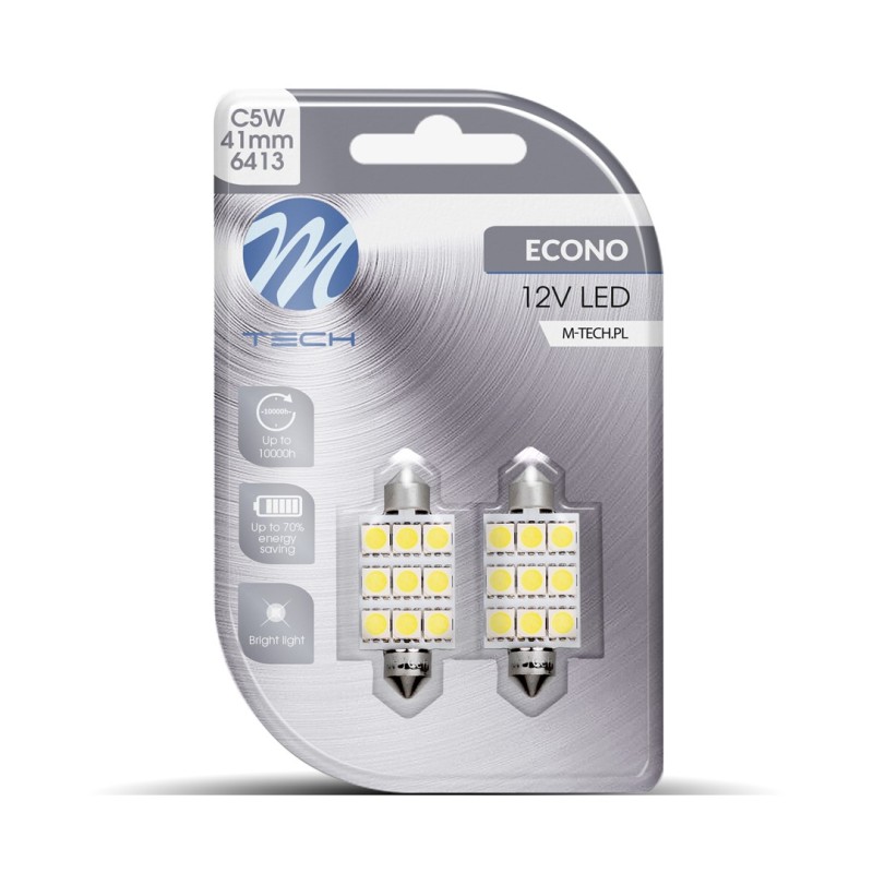 Blister 2x LED L059W - C5W 41mm 9xSMD5050 Blanco