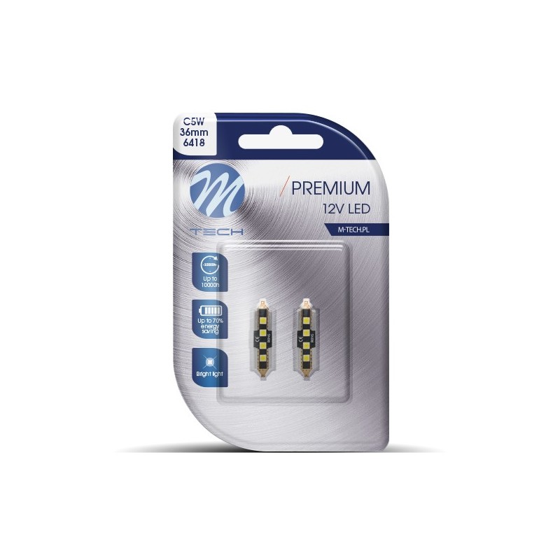 Blister 2x LED L350W - C5W 36mm SMD3632 2W Samsung CANBUS Blanco