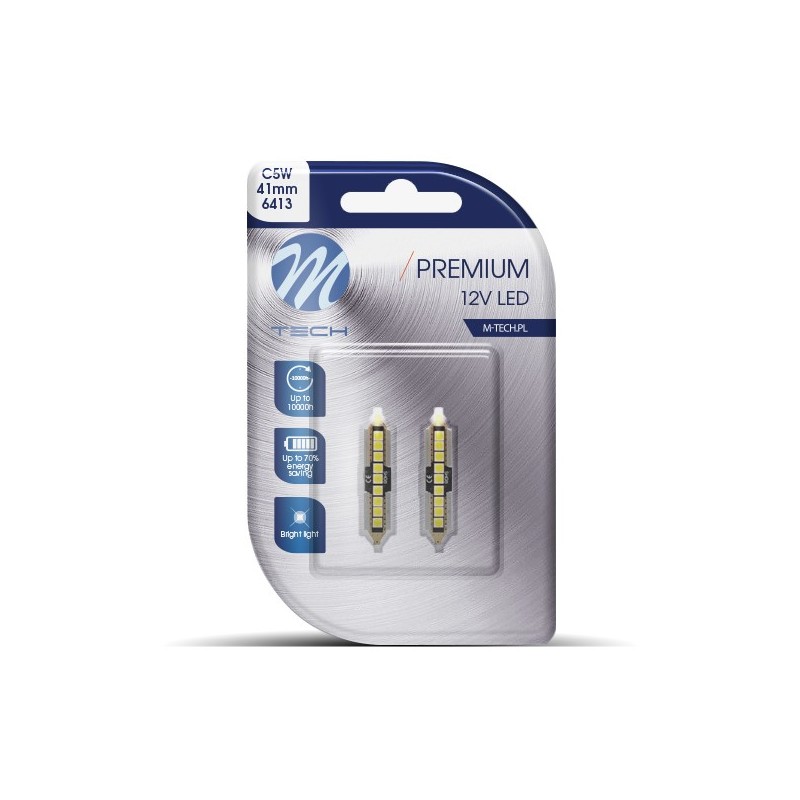 Blister 2x LED L351W - C5W 42mm SMD3632 2W Samsung CANBUS Blanco