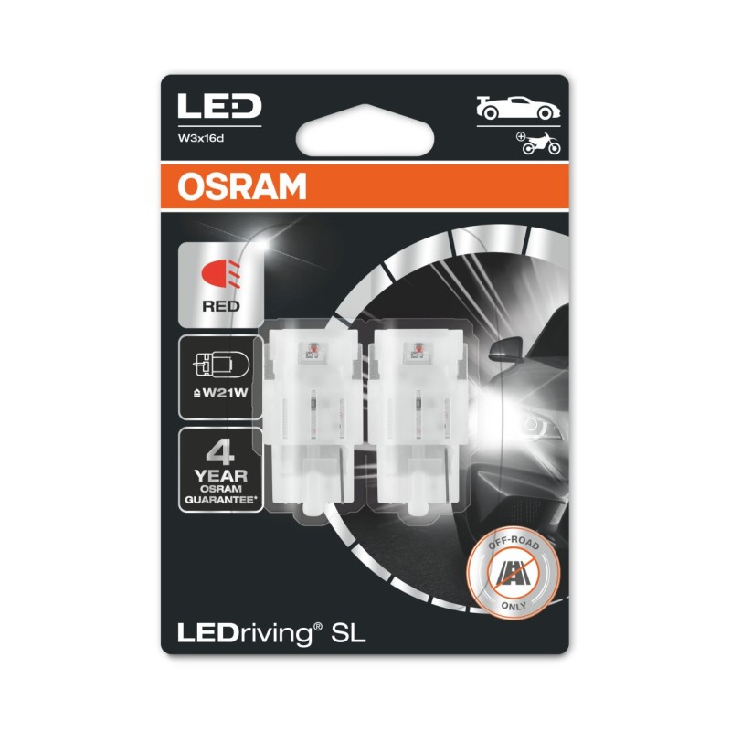 Osram LEDriving® 7505DRP-02B 1,4W/12V W3x16d ≠ "W21W" Red