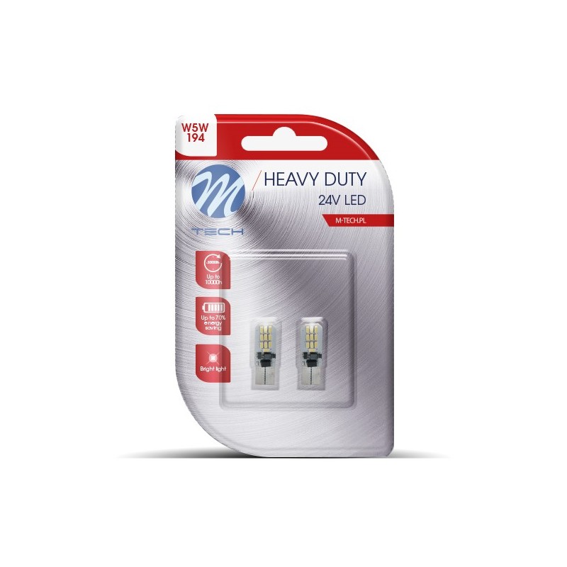 Blister 2x M-TECH HD LB9801W W5W Canbus 20xSMD3014 24V White