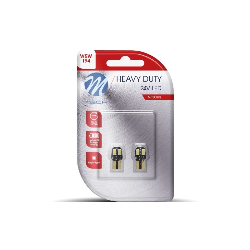 Blister 2x M-TECH HD LB9806W W5W Canbus 4xSMD5630 24V White