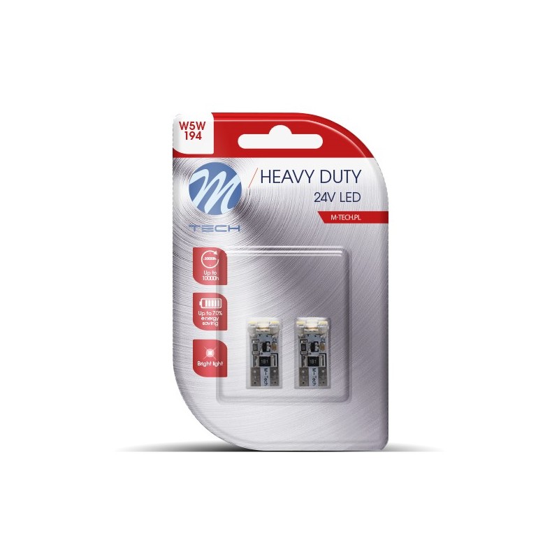 Blister 2x M-TECH HD LB9329 W5W 4xSMD2835 CANBUS 24V White
