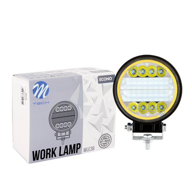 Lampa Robocza M-TECH ECONO WLE36 - 4" 38xSMD3030 + Halo - Round 38W 10-30V Spot