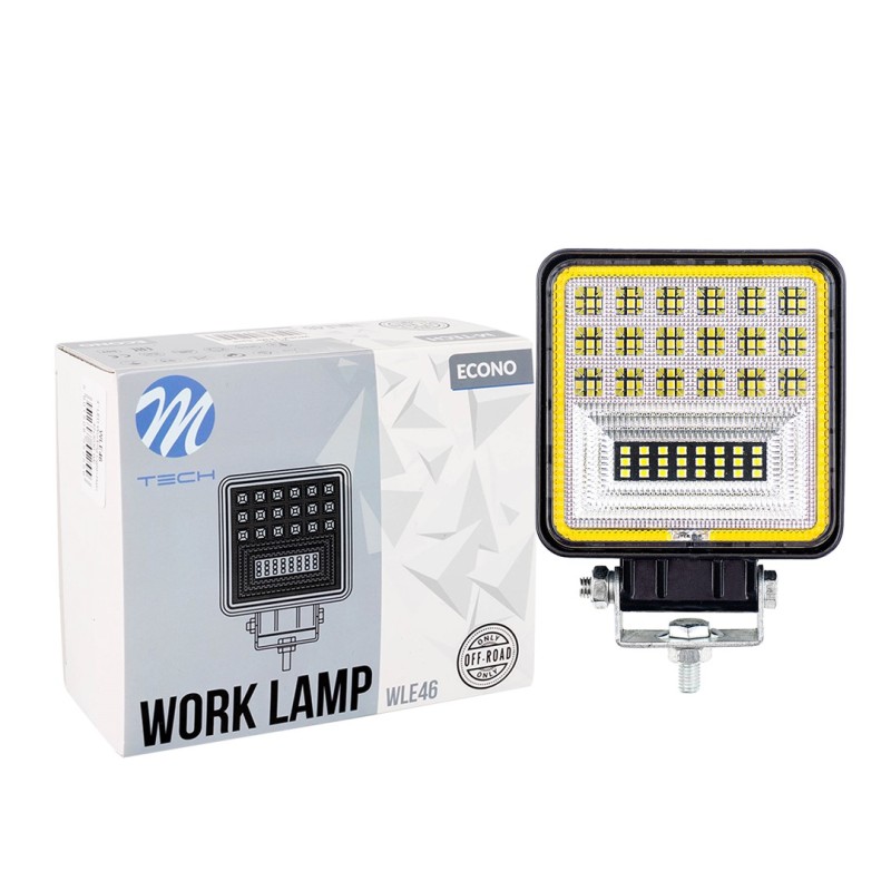 Lampa Robocza M-TECH ECONO WLE46 - 4" 42xSMD3030 +Halo - Square 42W 10-30V Spot
