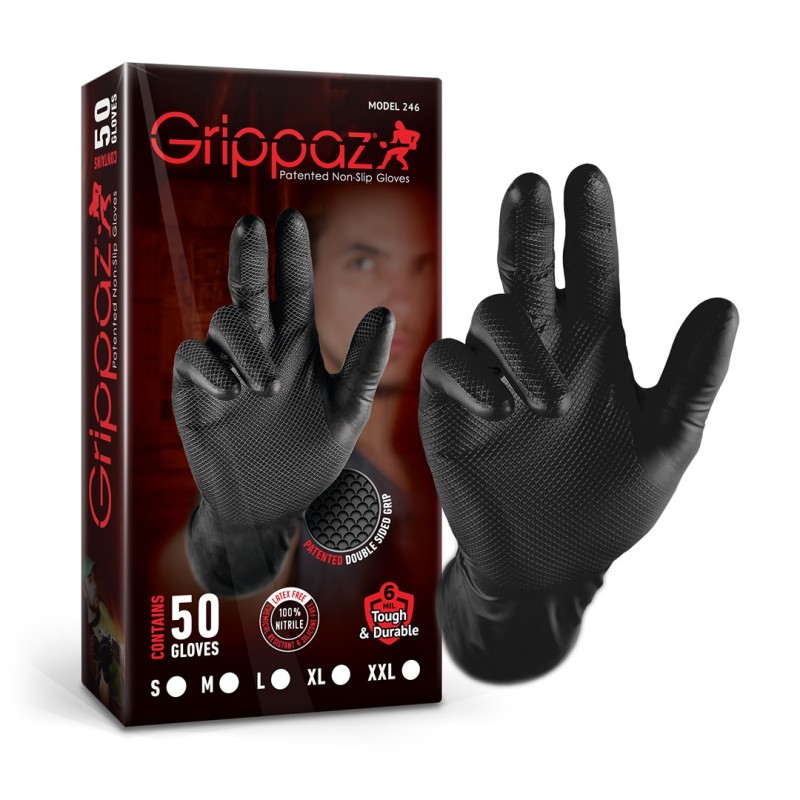 Grippaz Nitrile Fishscale 240mm 6mil 50pcs/box Black Size L