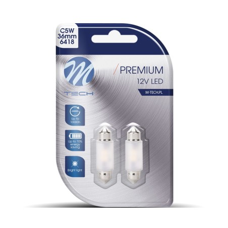 Blister M-TECH Premium LB361W - C5W 36mm, 12V 2xSMD2835, CANBUS, White