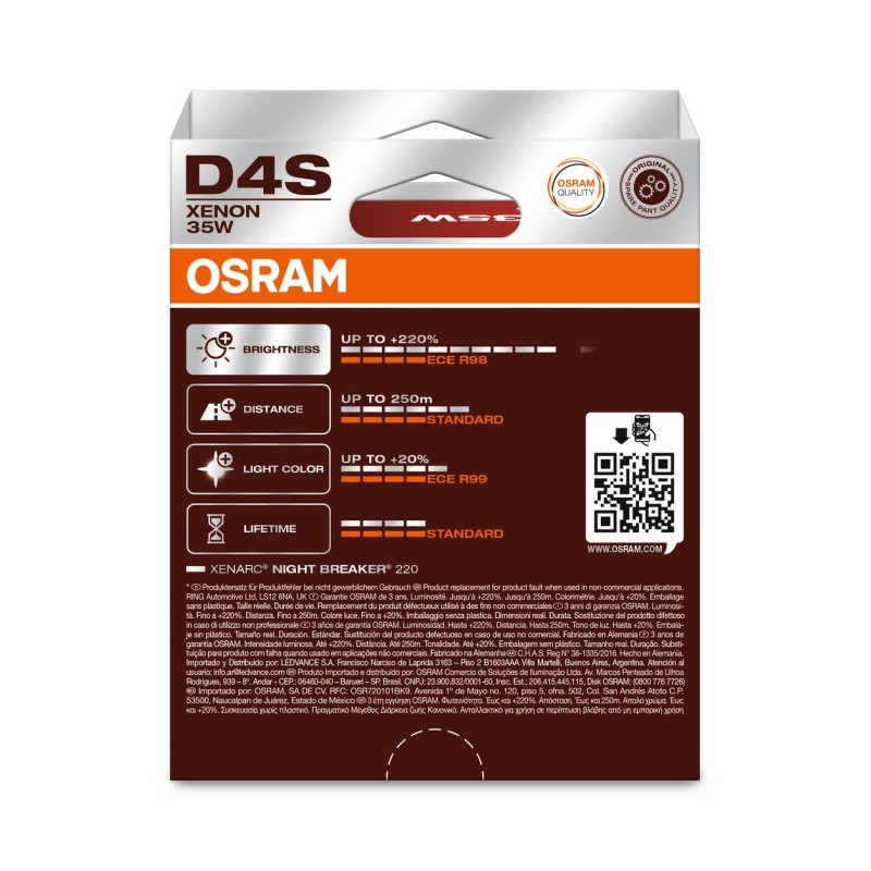 OSRAM NIGHT BREAKER LASER XENARC GEN2 66440XN2-2HB D4S P32d-5 42V 35W
