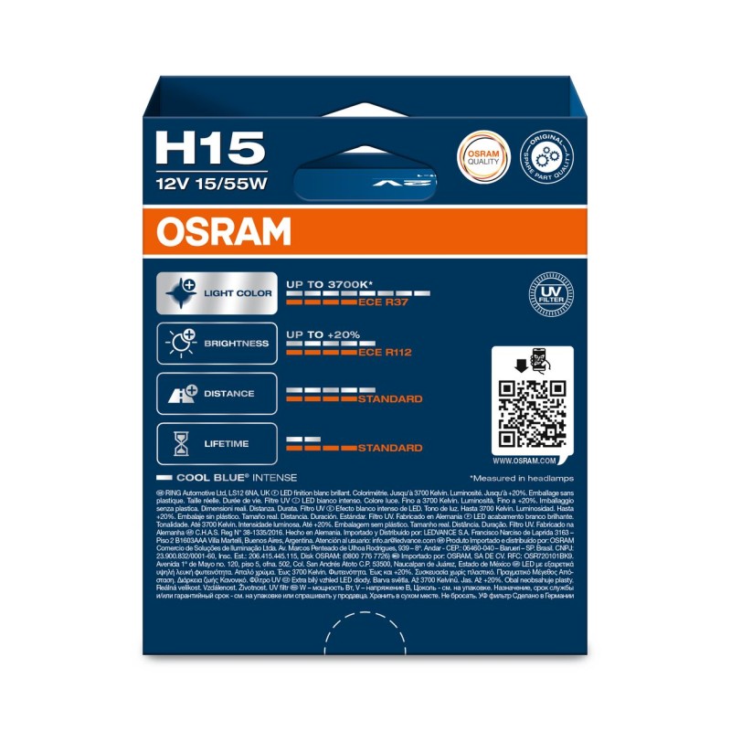 OSRAM COOL BLUE INTENSE 64176CBN-2HB H15 PGJ23t-1 12V 15/55W