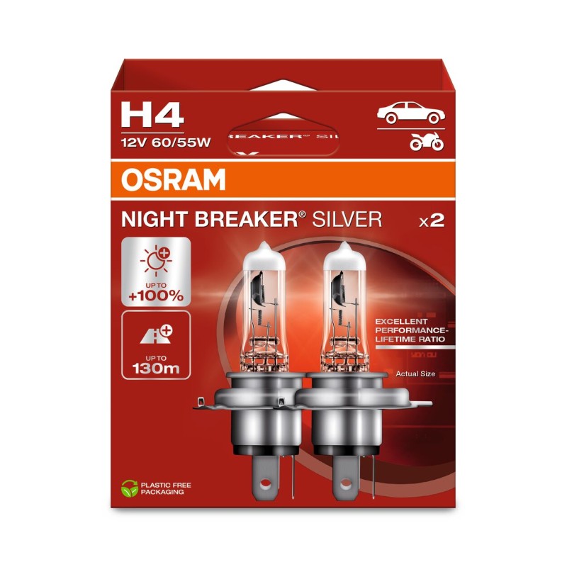 OSRAM NIGHT BREAKER SILVER 64193NBS-2HB H4 P43t 12V 60/55W