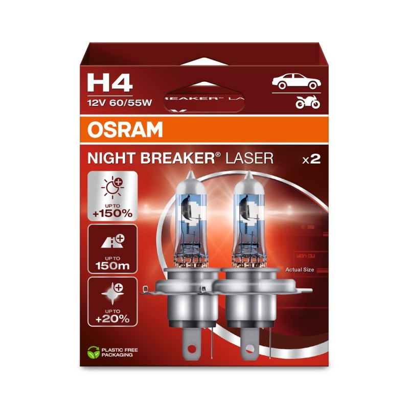 OSRAM NIGHT BREAKER LASER 64193NL-2HB H4 P43t 12V 60/55W