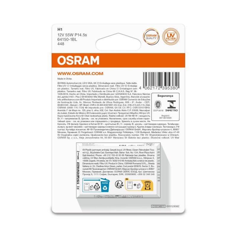 OSRAM ORIGINAL 64150-1BL H1 P14,5s 12V 55W