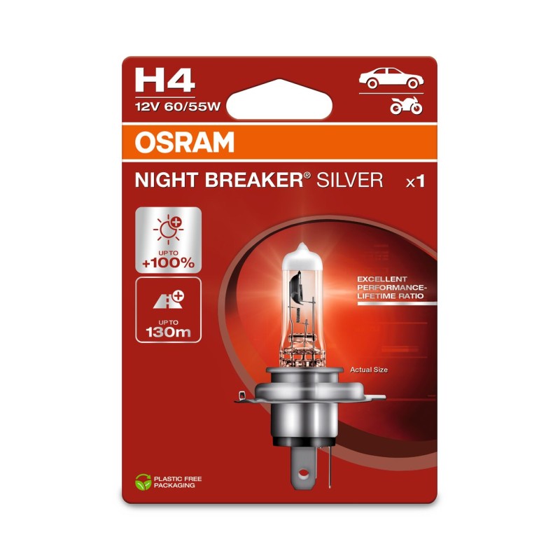 OSRAM NIGHT BREAKER SILVER 64193NBS-1BL H4 P43t 12V 60/55W