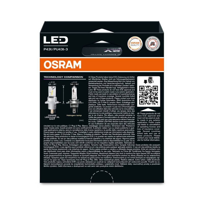 OSRAM LEDriving EASY 64193DWESY-2HB ~H4 P43t / PU43t-3 12V 18.7W/19.0WW