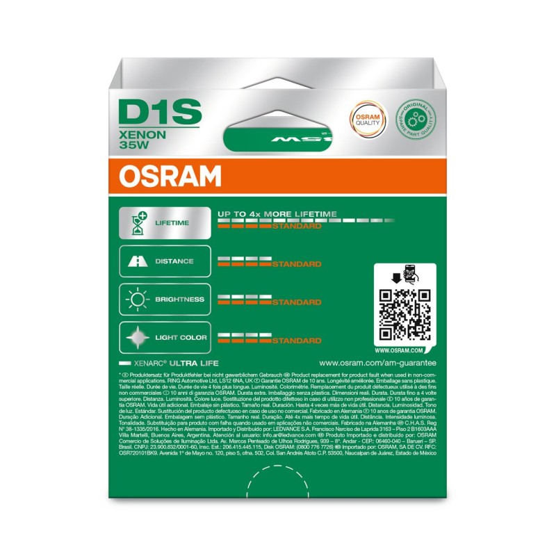 OSRAM ULTRALIFE 66140ULT-2HB D1S Pk32d-2 0V 35W