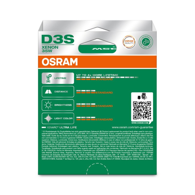 OSRAM ULTRALIFE 66340ULT-2HB D3S Pk32d-5 0V 35W