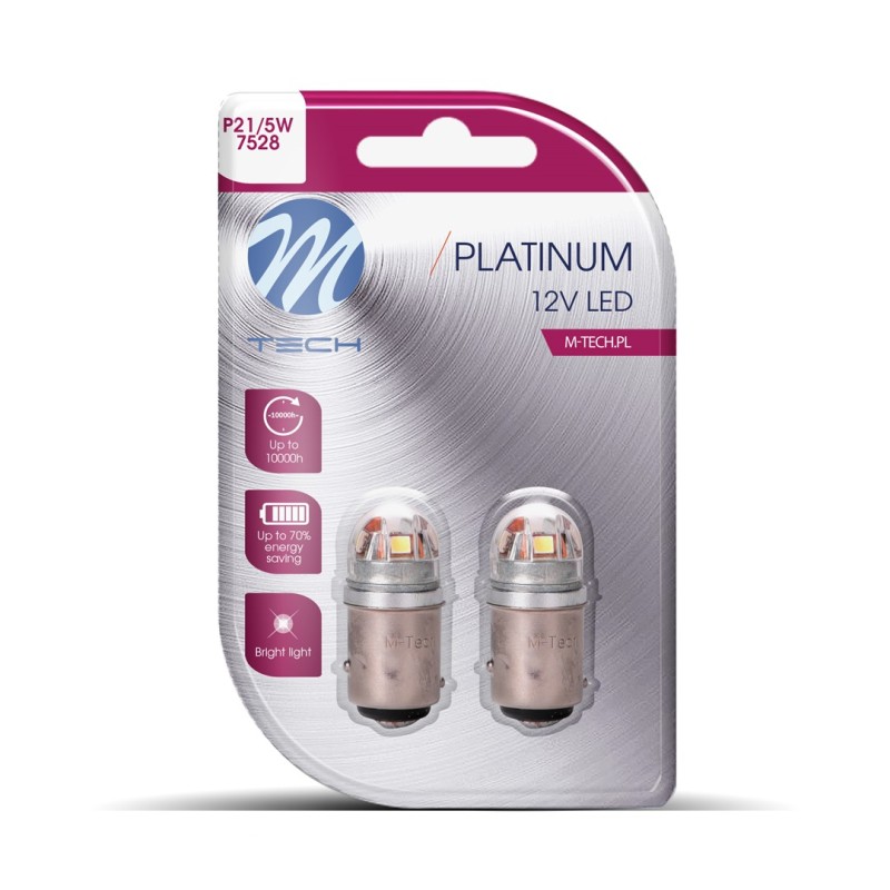 Blister M-TECH Platinum LB838W-02B - BAY15d, 12-24V 5x2835SMD 1W, CANBUS, White
