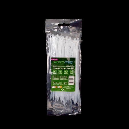 Nylonowe opaski zaciskowe ROAD-TEQ wymiar:2,5x150mm, 100szt., białe