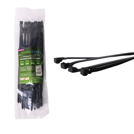 Nylonowe opaski zaciskowe wielokrotnego użytku ROAD-TEQ w:4,8x200mm 20szt. czarne